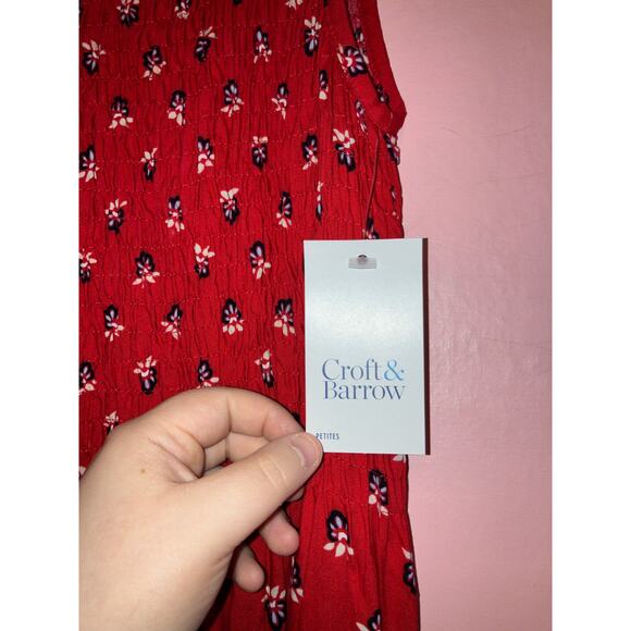 NWT Croft & Barrow red floral midi length dress size small petite - Picture 5 of 8